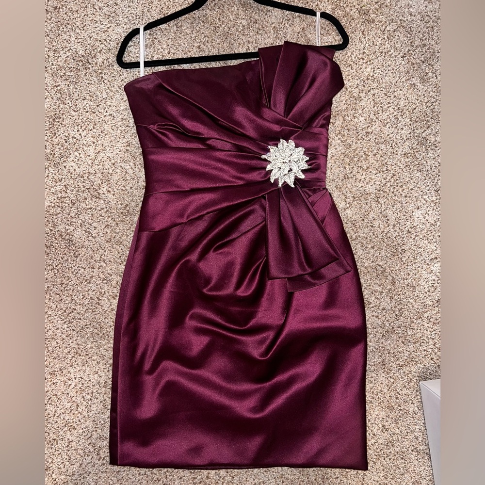 Love by Enzoani Satin Strapless Cocktail Dress B10 Rich Purple